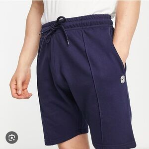 La Breve Pin Tuck Jersey Shorts in Navy Blue